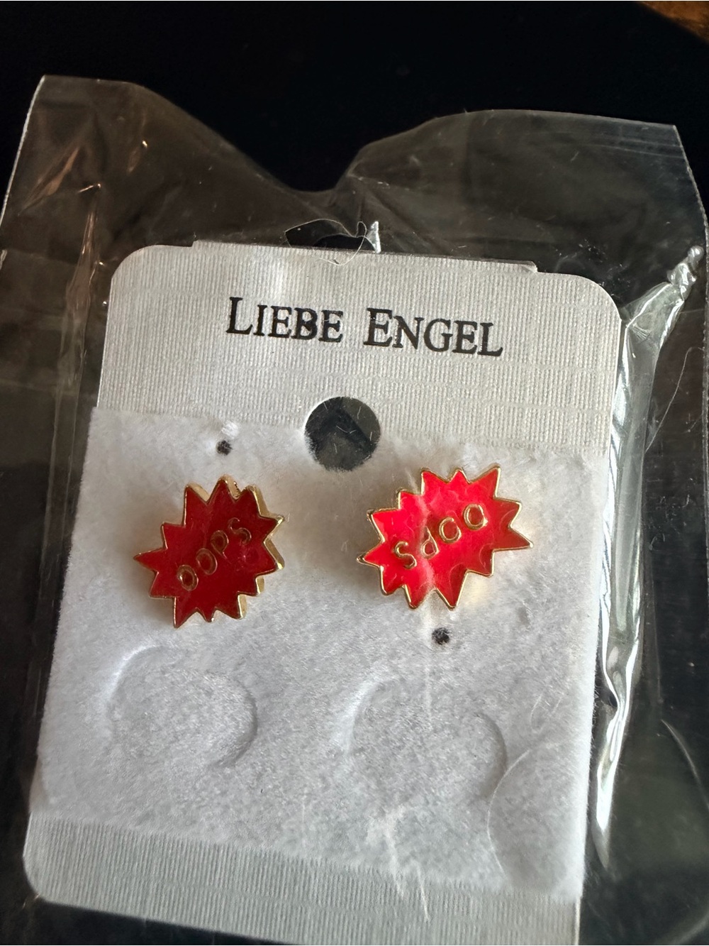 Red 'Oops' Starburst Stud Earrings